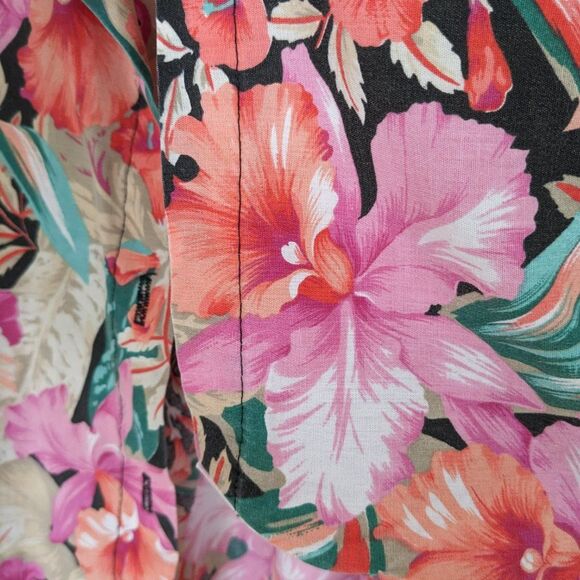 Vintage Casey & Max Tropical Floral Hawaiian Button Up - Med - Pink Hibiscus - Picture 10 of 10